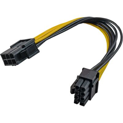 Akyga AK-CA-07 Universele PCI-E Adapter 6 naar 8 pin 20cm Akyga AK-CA-07 Universele PCI-E Adapter 6 naar 8 pin 20cm