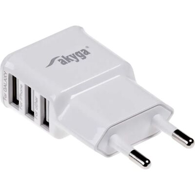 Akyga AK-CH-05 3-portars USB-laddare - Vit Akyga AK-CH-05 3-portars USB-laddare - Vit