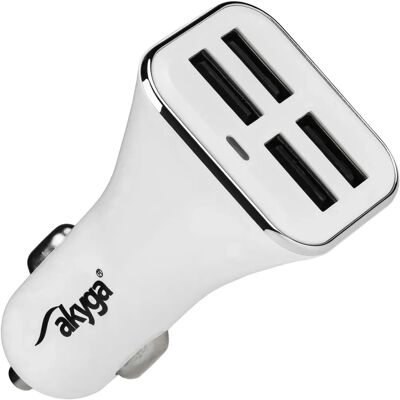 Akyga AK-CH-09 Weißer Auto-Ladegerät 4x USB 12V Akyga AK-CH-09 Weißer Auto-Ladegerät 4x USB 12V