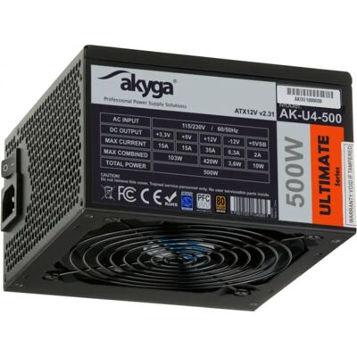 Akyga AK-U4-500 Voeding - 500W, Zwart, ATX, 80 Plus Bronze Akyga AK-U4-500 Voeding - 500W, Zwart, ATX, 80 Plus Bronze