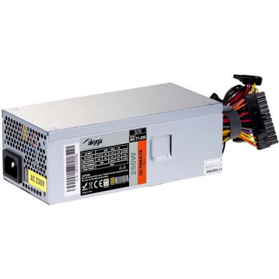 Akyga AK-T1-250 Voeding - 250W, 80 PLUS Gold, Compact, Grijs Akyga AK-T1-250 Voeding - 250W, 80 PLUS Gold, Compact, Grijs
