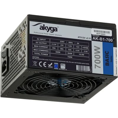 Akyga Tápegység AK-B1-700BE - 700W, Fekete, ATX Akyga Tápegység AK-B1-700BE - 700W, Fekete, ATX