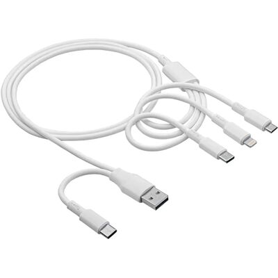 Câble USB Akyga AK-USB-52 - 1,2m - Blanc - USB A/USB C/Micro-USB B/Lightning Câble USB Akyga AK-USB-52 - 1,2m - Blanc - USB A/USB C/Micro-USB B/Lightning