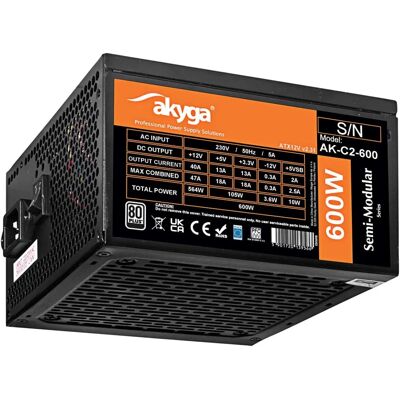 Akyga Voeding AK-C2-600 600W Zwart Akyga Voeding AK-C2-600 600W Zwart