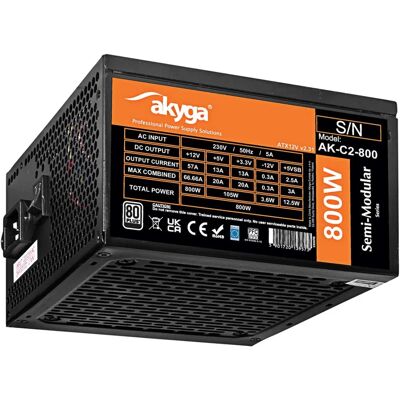 Akyga Tápegység AK-C2-800 - 800 W - Fekete Akyga Tápegység AK-C2-800 - 800 W - Fekete