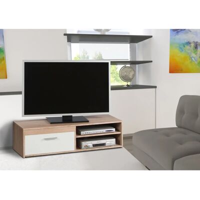 Stella Trading Weiß Sonoma Eiche TV-Schrank - Modern, Viel Stauraum Stella Trading Weiß Sonoma Eiche TV-Schrank - Modern, Viel Stauraum