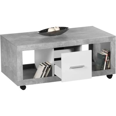Höffner Weißer Betonoptik Couchtisch mit Schubladen - 115x60 cm Höffner Weißer Betonoptik Couchtisch mit Schubladen - 115x60 cm
