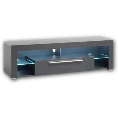 STOLKOM Ziel TV-Schrank - grau Dekor, Glasböden, LED-Beleuchtung STOLKOM Ziel TV-Schrank - grau Dekor, Glasböden, LED-Beleuchtung