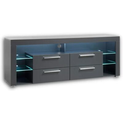 STOLKOM Goal Grau Moderner TV-Schrank - TV, Glasregale, LED STOLKOM Goal Grau Moderner TV-Schrank - TV, Glasregale, LED