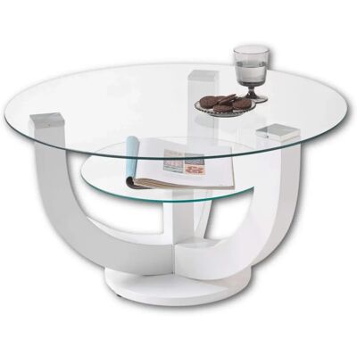Homefurnishings Denver Weiß runder Glastisch - Couchtisch Homefurnishings Denver Weiß runder Glastisch - Couchtisch