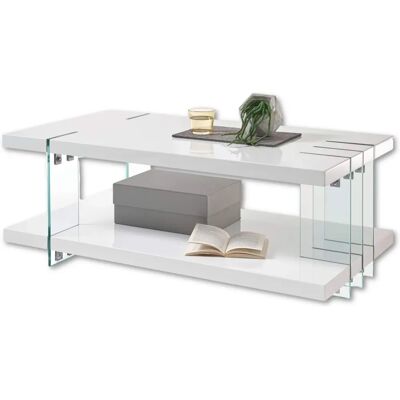 Home affaire Dallas Weiß Hochglanz Couchtisch mit Glaselementen Home affaire Dallas Weiß Hochglanz Couchtisch mit Glaselementen