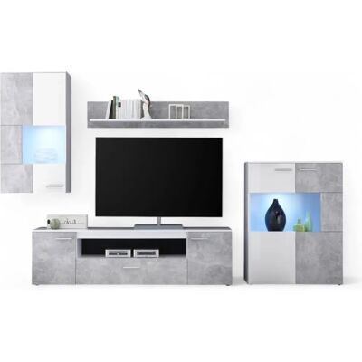 HBZ Vulcan Wohnwand - Modernes 4-teiliges TV-Möbel mit LED-Beleuchtung HBZ Vulcan Wohnwand - Modernes 4-teiliges TV-Möbel mit LED-Beleuchtung