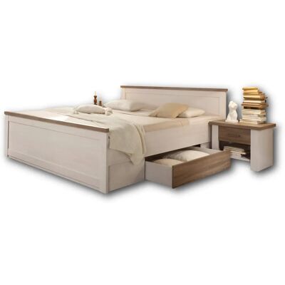 Carryhome Rustikale Weiß Trüffel Eiche Schlafzimmer-Set - 180x200 cm Carryhome Rustikale Weiß Trüffel Eiche Schlafzimmer-Set - 180x200 cm