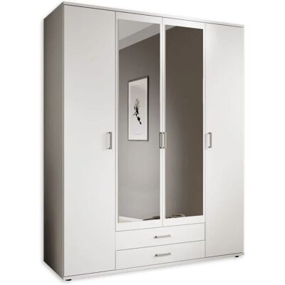 SCHLAFKONTOR Karl Weiß Spiegelkleiderschrank - Kleiderschrank mit 4 Türen SCHLAFKONTOR Karl Weiß Spiegelkleiderschrank - Kleiderschrank mit 4 Türen