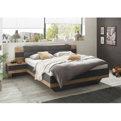SCHLAFKONTOR Linea Bettgestell - Eiche & Graphit - Modernes Schlafzimmer SCHLAFKONTOR Linea Bettgestell - Eiche & Graphit - Modernes Schlafzimmer