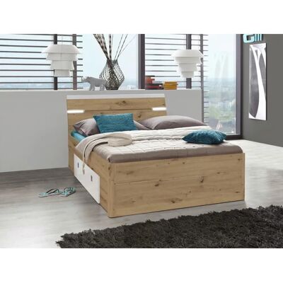 Letto con contenitore 140x200 cm Quercia Artigianale - Bianco Letto con contenitore 140x200 cm Quercia Artigianale - Bianco