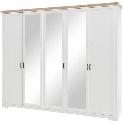 SCHLAFKONTOR Jasmin II Kleiderschrank - Landhausstil - 5-türig, 2 Spiegel, 3 Holz SCHLAFKONTOR Jasmin II Kleiderschrank - Landhausstil - 5-türig, 2 Spiegel, 3 Holz