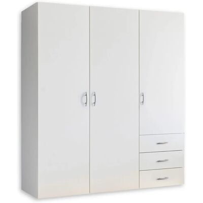 SCHLAFKONTOR Harry Weiß Kleiderschrank - Platzsparend mit 3 Türen und 3 Schubladen SCHLAFKONTOR Harry Weiß Kleiderschrank - Platzsparend mit 3 Türen und 3 Schubladen