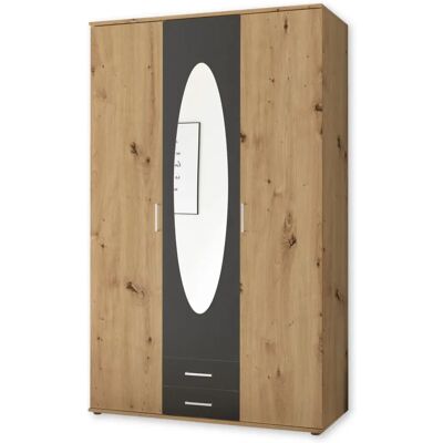 Armadio Kassel di SCHLAFKONTOR - Rovere artigianale / Grigio - 3 ante Armadio Kassel di SCHLAFKONTOR - Rovere artigianale / Grigio - 3 ante