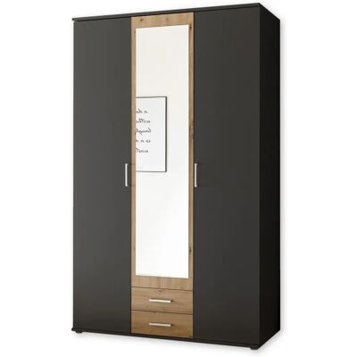 SCHLAFKONTOR Hanau Kleiderschrank - 3-türig, Grau, Melamin SCHLAFKONTOR Hanau Kleiderschrank - 3-türig, Grau, Melamin
