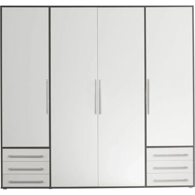 SCHLAFKONTOR Lyss Kleiderschrank - 4 Türen, 6 Schubladen, 4 Einlegeböden - Schrank SCHLAFKONTOR Lyss Kleiderschrank - 4 Türen, 6 Schubladen, 4 Einlegeböden - Schrank