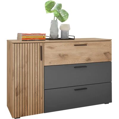 SCHLAFKONTOR Daria Sideboard - 3 Schubkästen Rillenoptik - Made in Polen SCHLAFKONTOR Daria Sideboard - 3 Schubkästen Rillenoptik - Made in Polen