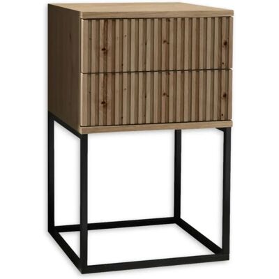 SCHLAFKONTOR Marle Nachttisch - 2 Schubladen, Schwarze Metallfüße, 40x65x38.5cm SCHLAFKONTOR Marle Nachttisch - 2 Schubladen, Schwarze Metallfüße, 40x65x38.5cm