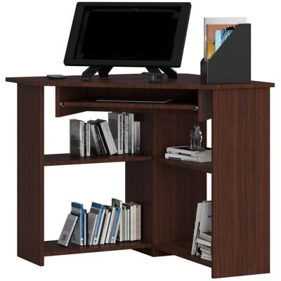 Bureau d'angle AKORD Wengé - 80x74x80 cm - Publicité Bureau d'angle AKORD Wengé - 80x74x80 cm - Publicité