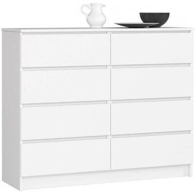 AKORD Weiße 8-Schubladen Kommode - Modernes Stauraum Möbel AKORD Weiße 8-Schubladen Kommode - Modernes Stauraum Möbel