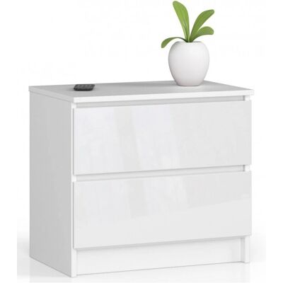 AKORD Commode Blanche à 2 Tiroirs - Meuble Chambre - Publicité AKORD Commode Blanche à 2 Tiroirs - Meuble Chambre - Publicité