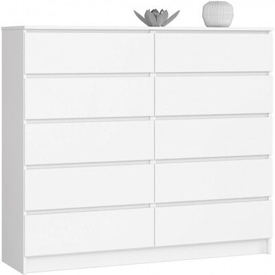 Cassettiera AKORD Bianca 138 cm 10 cassetti - Comò Cassettiera AKORD Bianca 138 cm 10 cassetti - Comò