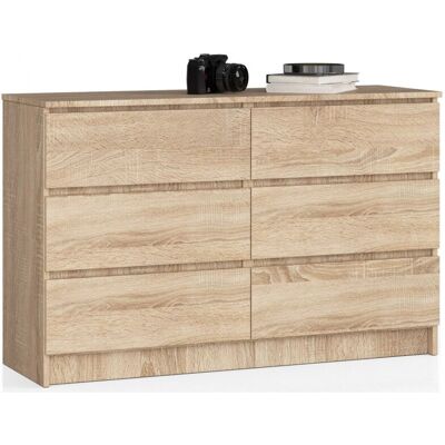 AKORD Kommode K140 - 6 Schubladen - 138x40x77 cm AKORD Kommode K140 - 6 Schubladen - 138x40x77 cm