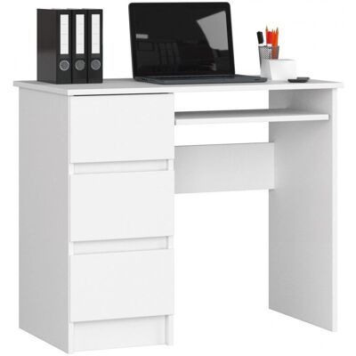 AKORD A6 Weiß Computertisch - 3 Schubladen, Tastaturablage, Kompakt AKORD A6 Weiß Computertisch - 3 Schubladen, Tastaturablage, Kompakt