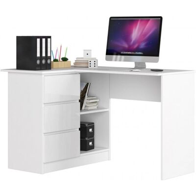 AKORD Bureau d'angle blanc - 124x85x77 cm - Publicité AKORD Bureau d'angle blanc - 124x85x77 cm - Publicité