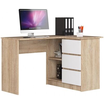 AKORD Eckschreibtisch - Weiß & Eiche - 124x85x77cm AKORD Eckschreibtisch - Weiß & Eiche - 124x85x77cm