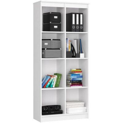 Bibliothèque de Bureau AKORD Blanche - 8 Étagères, 80x35x180cm - Meuble Moderne - Publicité Bibliothèque de Bureau AKORD Blanche - 8 Étagères, 80x35x180cm - Meuble Moderne - Publicité