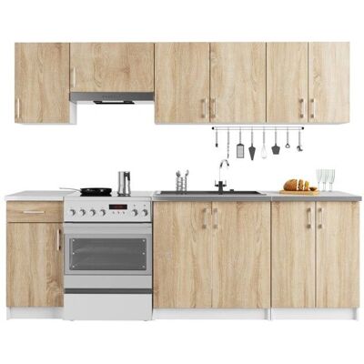Conjunto de Cocina AKORD Lima - Blanco y Roble Sonoma - 240cm Conjunto de Cocina AKORD Lima - Blanco y Roble Sonoma - 240cm