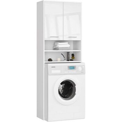 Armoire de salle de bain AKORD - Blanc - 64x30x180 cm - Publicité Armoire de salle de bain AKORD - Blanc - 64x30x180 cm - Publicité