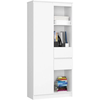Akord Weißes Bücherschrank - 80x35x180cm - 6 Regale Akord Weißes Bücherschrank - 80x35x180cm - 6 Regale