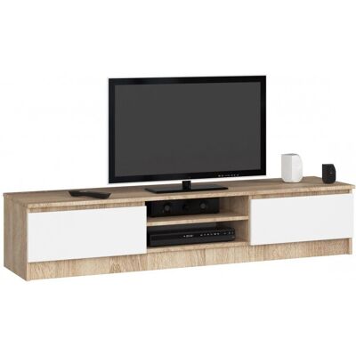 AKORD Weiß Sonoma TV-Schrank - 160cm - Offene Regale AKORD Weiß Sonoma TV-Schrank - 160cm - Offene Regale