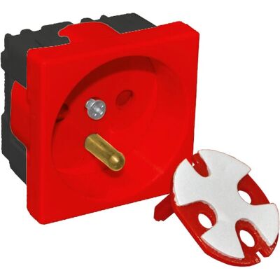 Enchufe eléctrico rojo ALANTEC PZ01 - 2P+Z - 16A - 45x45 mm Enchufe eléctrico rojo ALANTEC PZ01 - 2P+Z - 16A - 45x45 mm