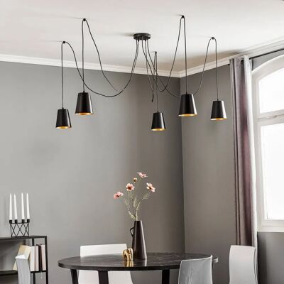 Euluna Link Hanglamp - 5 schermen - Staal - Zwart Euluna Link Hanglamp - 5 schermen - Staal - Zwart