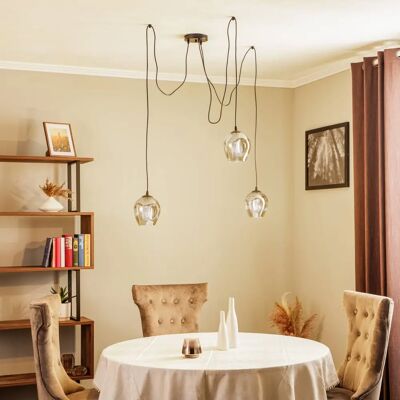 Lampa wisząca Euluna Starla - 3 Światła Szkło Stal Lampa wisząca Euluna Starla - 3 Światła Szkło Stal