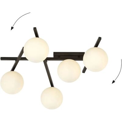 Emibig Lighting Slimme Zwarte Globe Plafondlamp - 5 E14 Emibig Lighting Slimme Zwarte Globe Plafondlamp - 5 E14