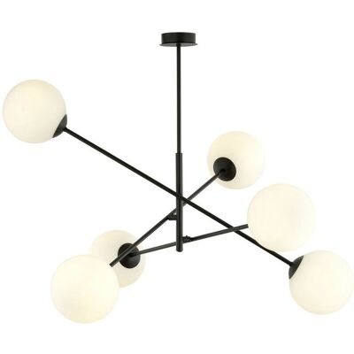 Emibig Lighting Czarna Wieloramienna Oprawa sufitowa - E14, 6 Światła Emibig Lighting Czarna Wieloramienna Oprawa sufitowa - E14, 6 Światła