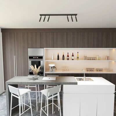 LichtED Spotlight de Plafond Ajustable pour Salon - Noir Acier 6 lampes - Publicité LichtED Spotlight de Plafond Ajustable pour Salon - Noir Acier 6 lampes - Publicité