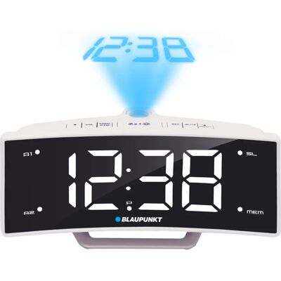 Blaupunkt CRP7WH Radio Kello - FM PLL, Projektori, Musta & Valkoinen Blaupunkt CRP7WH Radio Kello - FM PLL, Projektori, Musta & Valkoinen