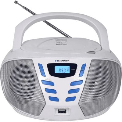 Blaupunkt BB7-WH Tragbares Stereo-System - FM Radio, MP3, Grau Cyan Blaupunkt BB7-WH Tragbares Stereo-System - FM Radio, MP3, Grau Cyan
