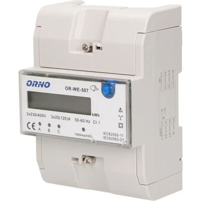 Medidor de energia Orno OR-WE-507 - Branco - Trifásico 120A Medidor de energia Orno OR-WE-507 - Branco - Trifásico 120A