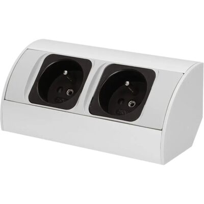 Presa doppia angolare ORNO - 2x 230V, Argento, IP20 Presa doppia angolare ORNO - 2x 230V, Argento, IP20
